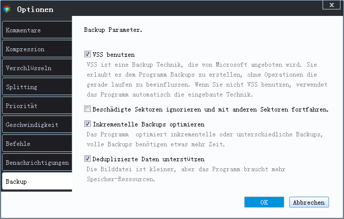 Disk Backup Parameter