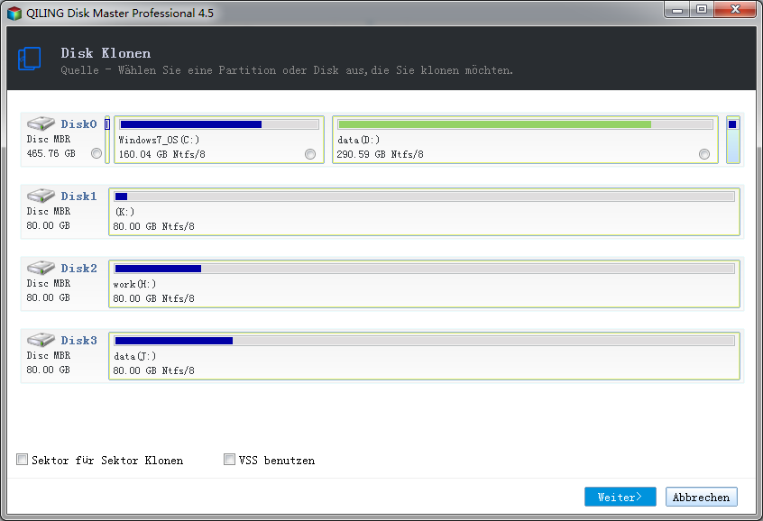 Disk/Partition klonen