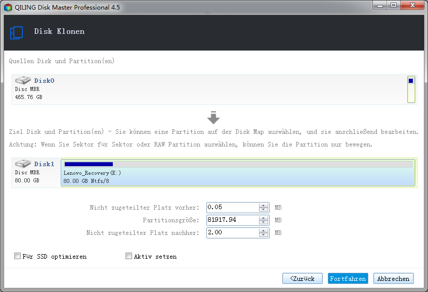 Disk/Partition klonen