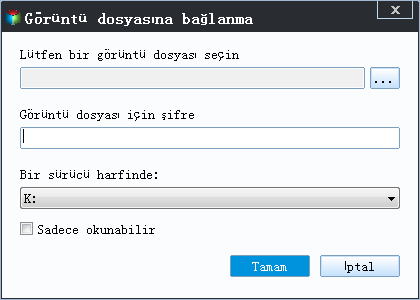 Görüntü dosyasına bağlanma