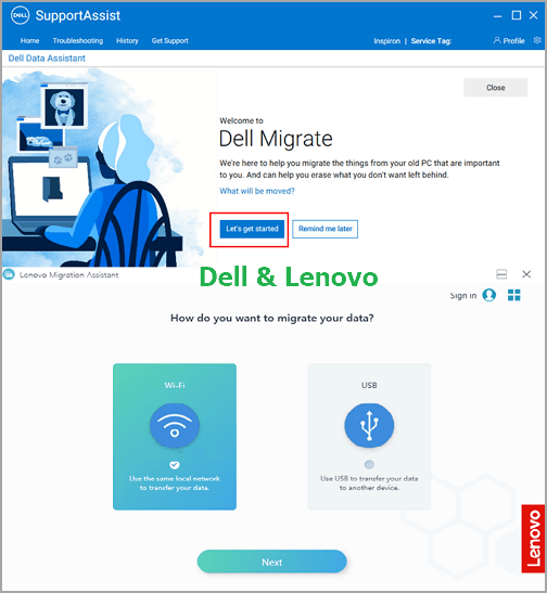 Dell Migrate and Lenovo Migration Assistant