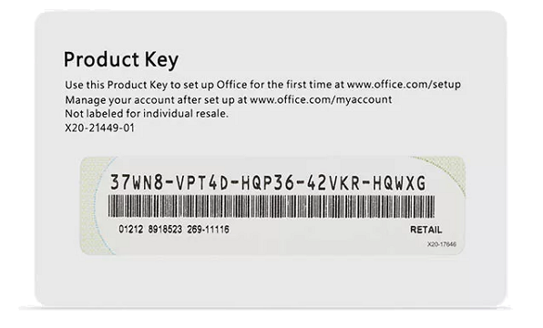 Find Office 365 Product Key On Its Card