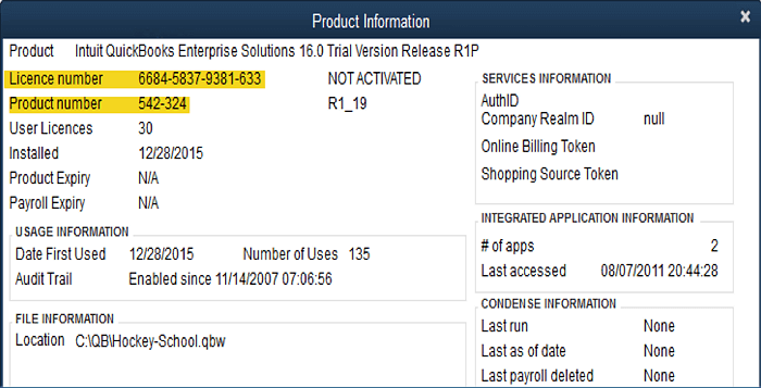 QuickBooks product information