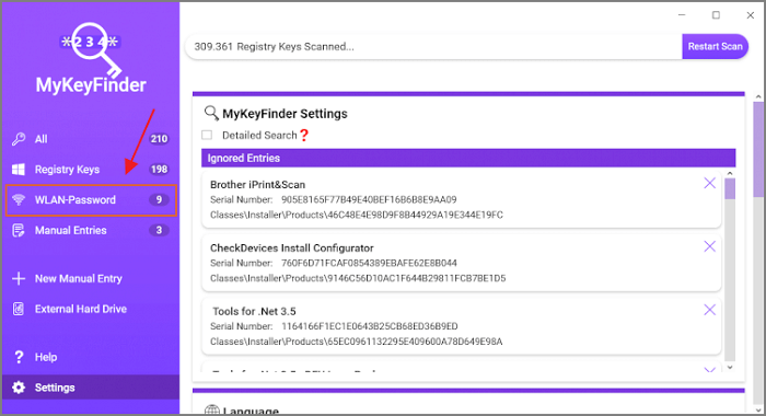 mykeyfinder wifi password