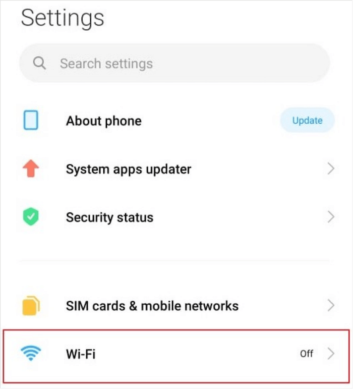 tap on wifi option