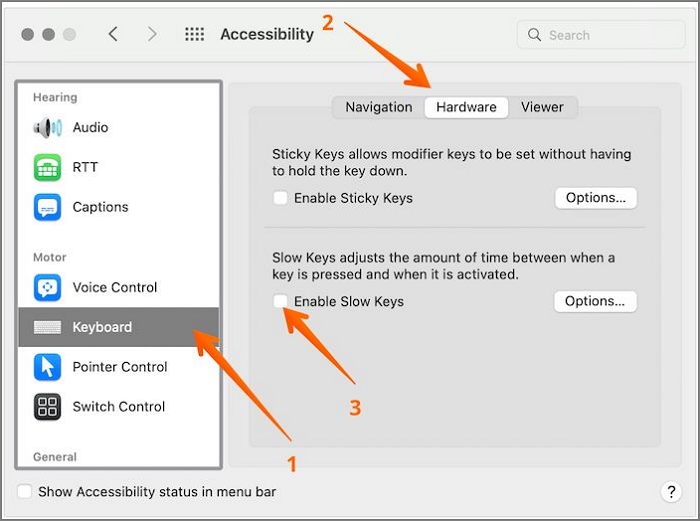 disable slow keys on Mac