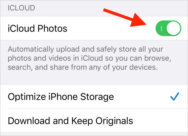 Enable iCloud Photos