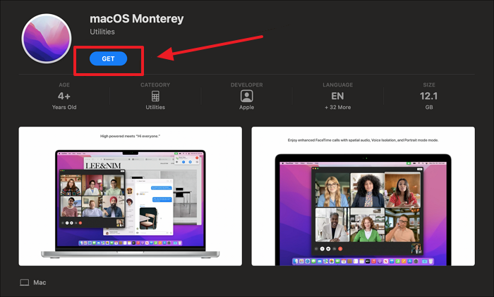 Install Monterey from App Store