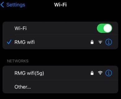 iPhone Wi-Fi setting