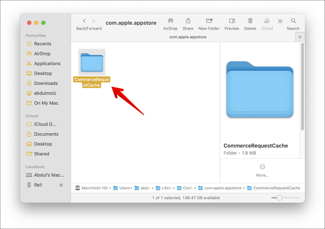 Selecting and Deleting the Cache Folder