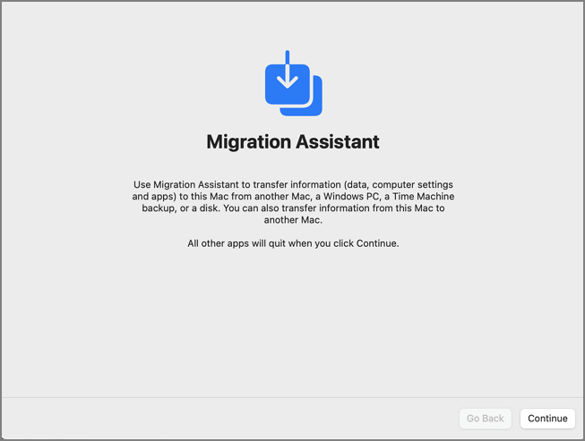 use Migration Assistant to restore Mac to a previous date
