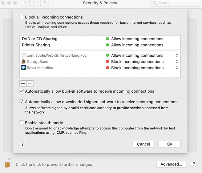 check Mac firewall to fix can't install macOS Ventura