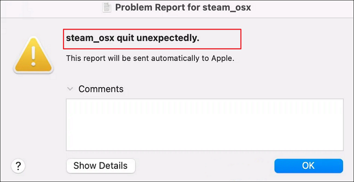 Error Message Steam Quit
