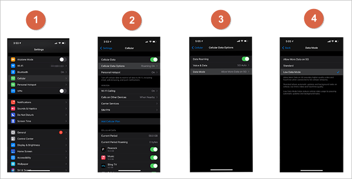 save cellular data with low data mode