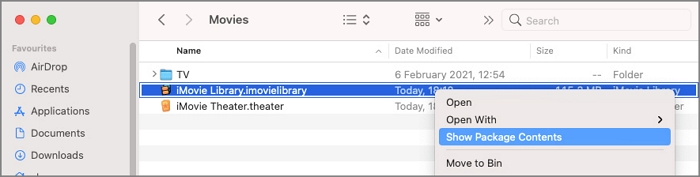 show package contents of iMovie