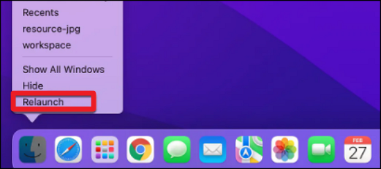 Relaunch Finder from Dock