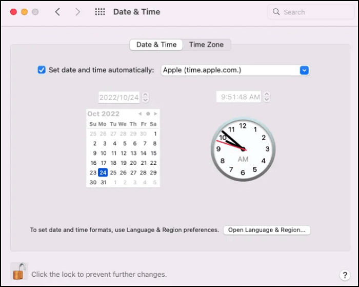 check the date and time on Mac