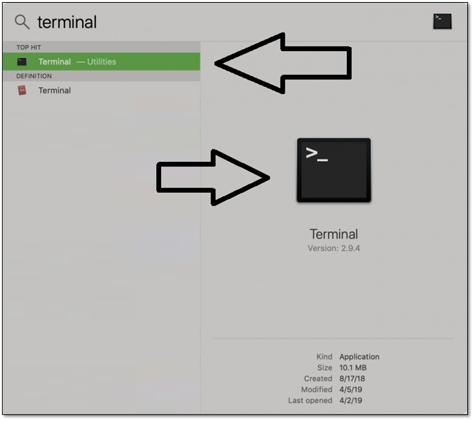 Click on the Terminal App to Launch it