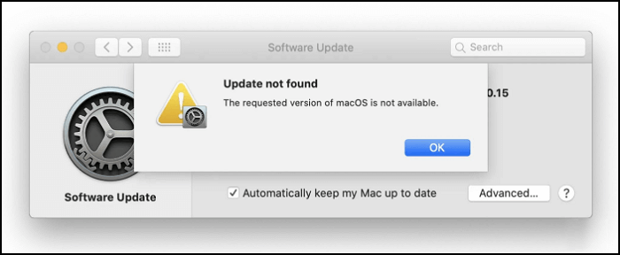 fix macOS update not found error