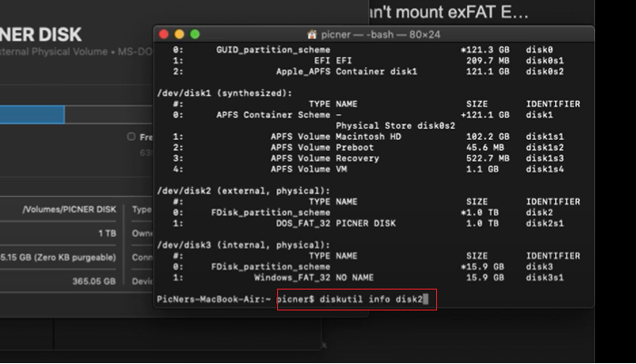 Type Command Info Disk