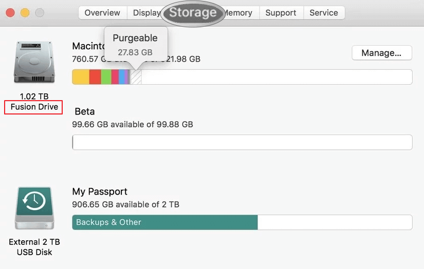 the way to check out a fusion drive