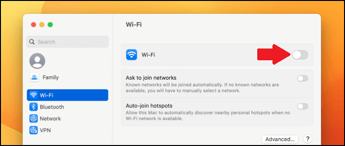 fix macOS Ventura Wi-Fi issue by turn it off