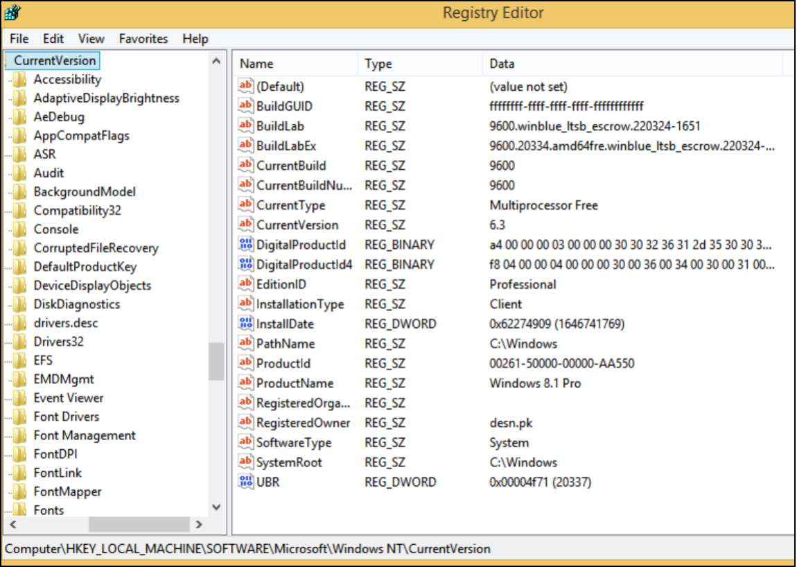 registry editor