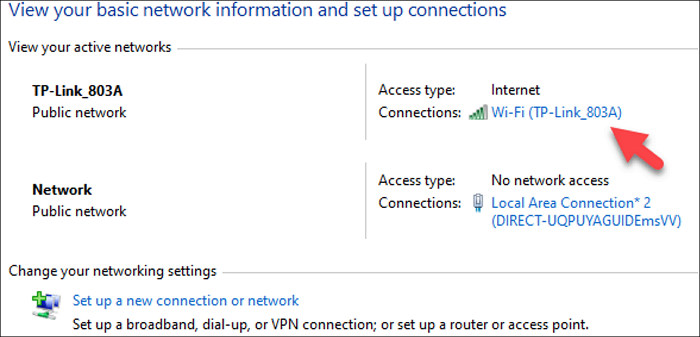 opening the connected wifi