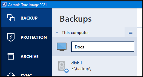 change default backup name