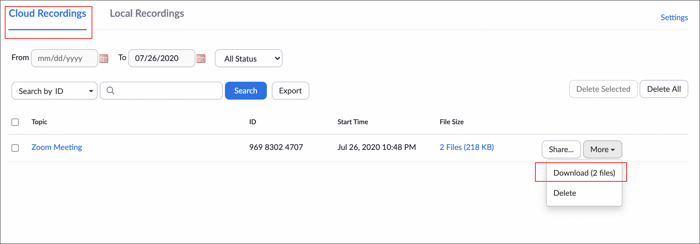 download Zoom Cloud Recordings