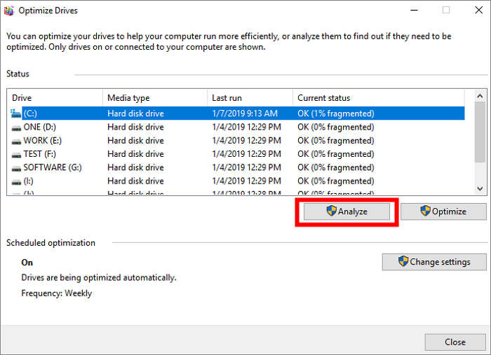 check the drive current status