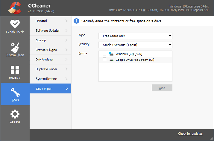 ccleaner drive wiper download