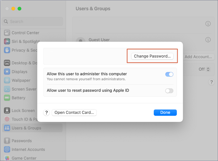 Change Password MacOS