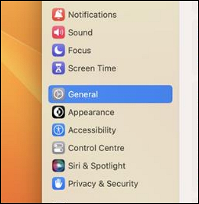 Open general Settings on Mac