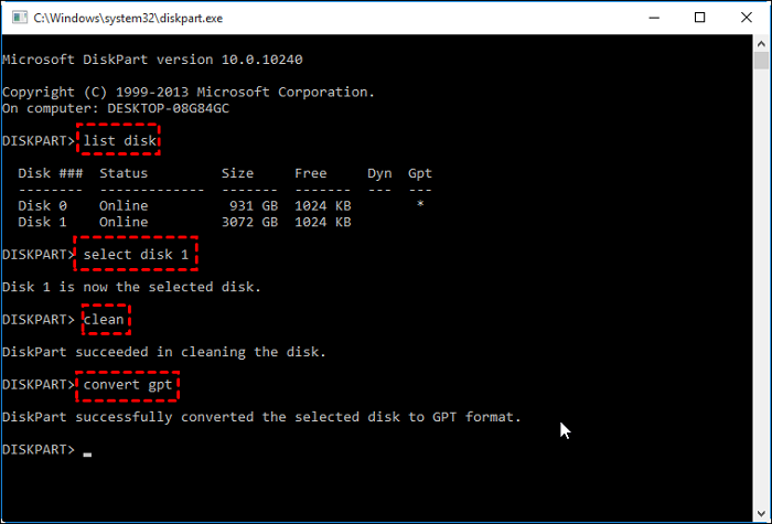 Create a GPT Partition on a USB Drive