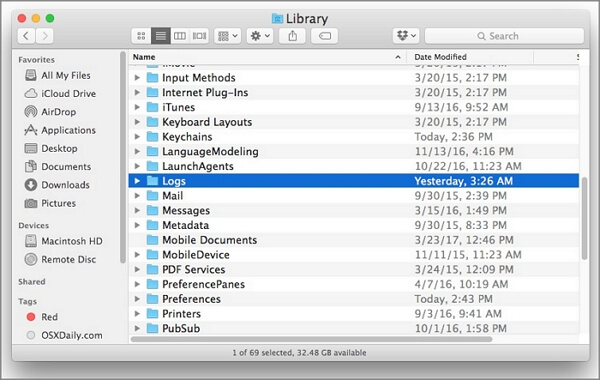 delete Mac logs files