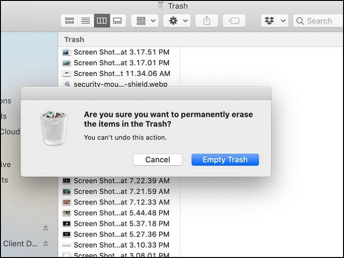 how to empty Trash on Mac