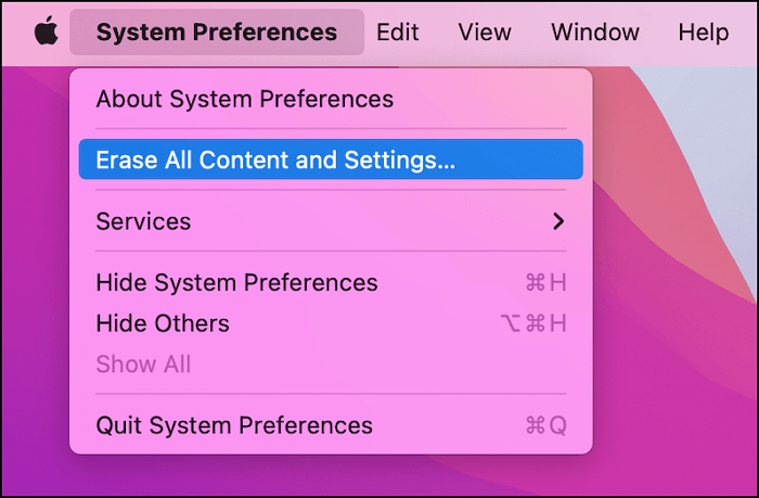 erase all the content and settings on MacBook