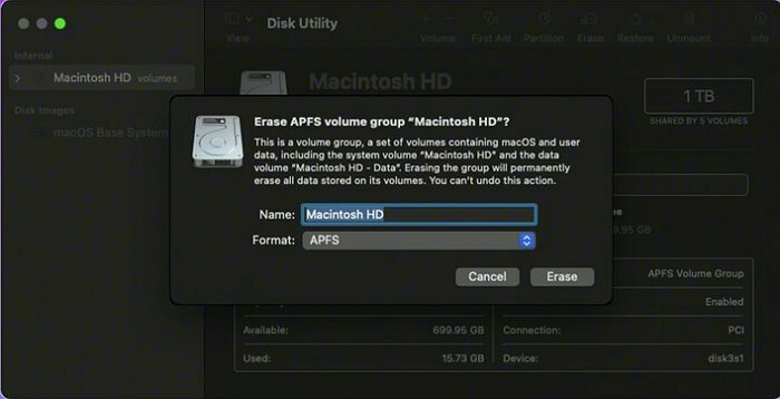 erase the startup disk on Mac with Disk Utility