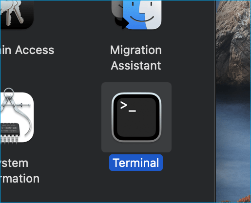 Click to launch the terminal app on Mac