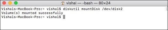 mount external hard drive through mac terminal