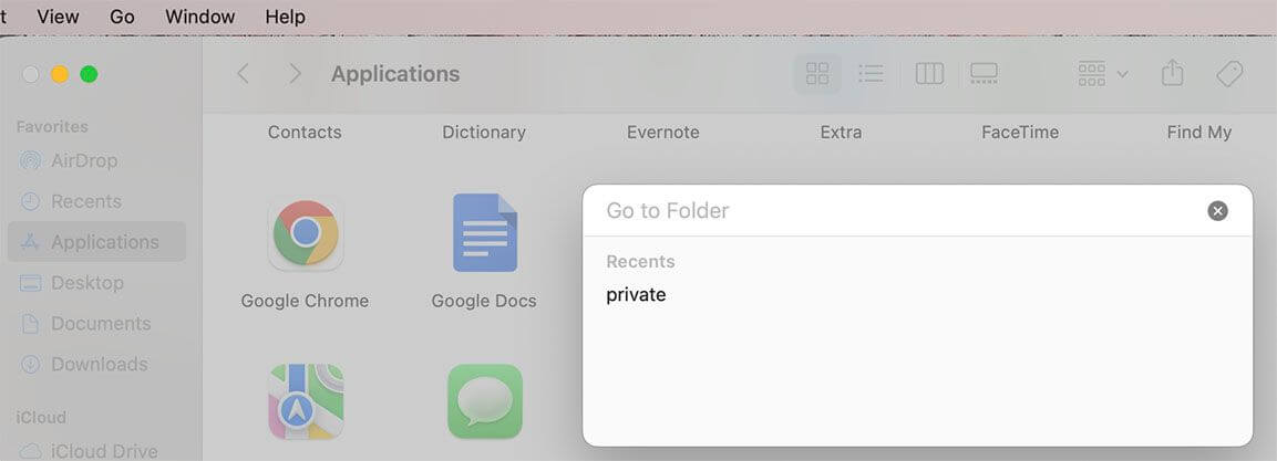 select go to the folder