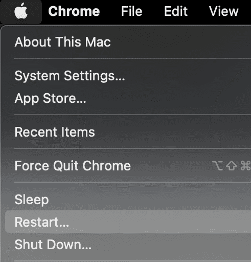 hit the Restart button on Mac