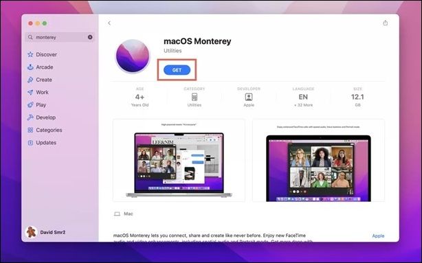 install macOS Monterey from APP Store