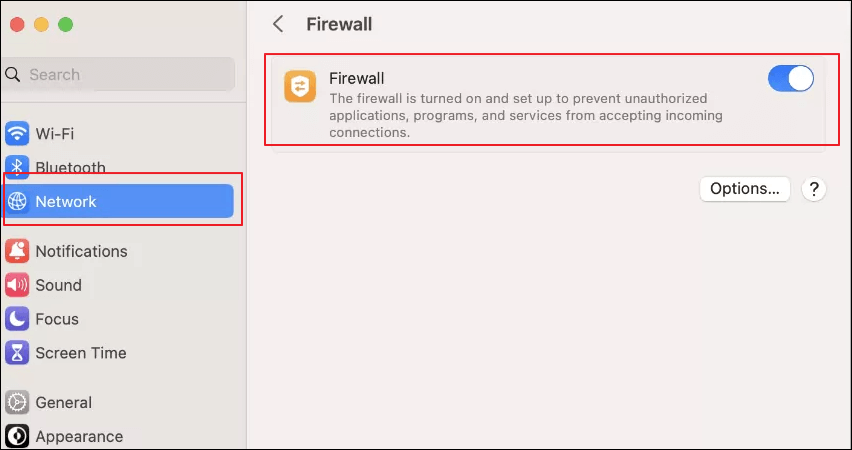 open firewall