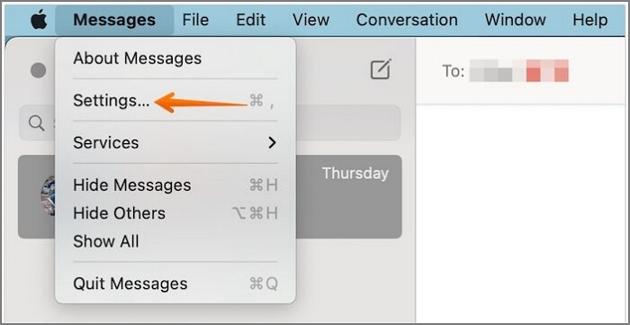 Open Message Settings on Mac