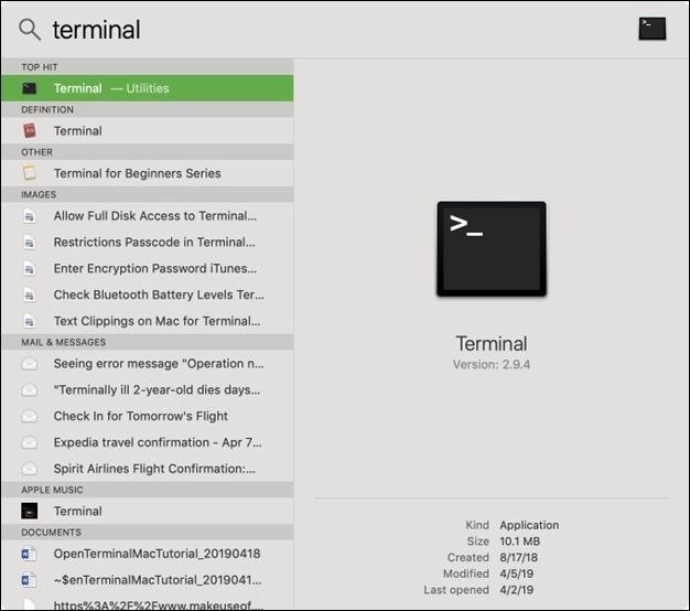 open Terminal on Mac