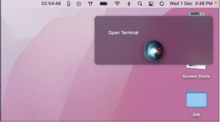 open terminal with Siri