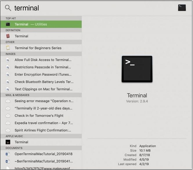 open Terminal on Mac