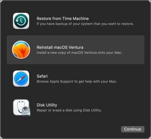 Click on the Reinstall macOS